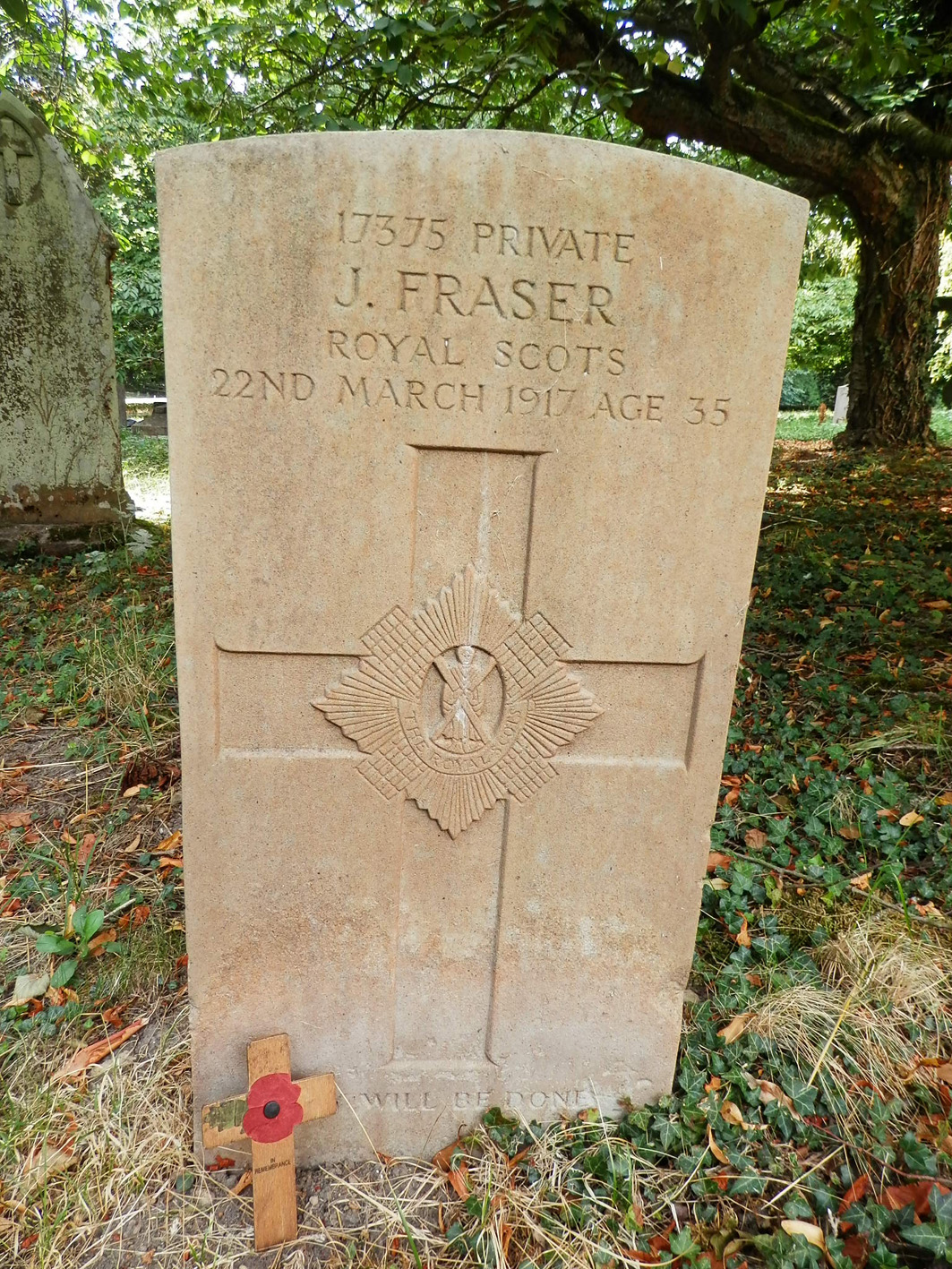 Photo of headstones/James Fraser died 1917 MI  Birdsall St Mary, Yorkshire